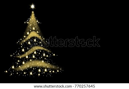 Christmas tree lights formed from stars background black illustration 