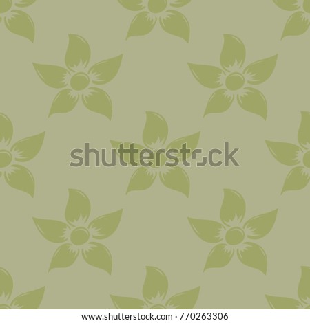 Olive green floral ornamental design. Seamless pattern for textile and wallpapers
