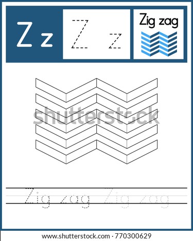 Alphabet colouring book page.Letter Z.Alphabet learning letters and graphics printable worksheet for preschool / kindergarten kids.