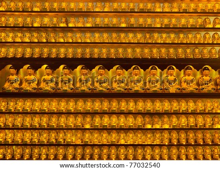 Golden buddha statues at Yakcheonsa Temple, Jeju Island, South Korea