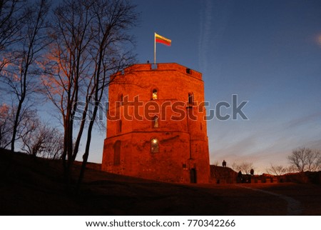 Gediminas caste on hill in Vilnius