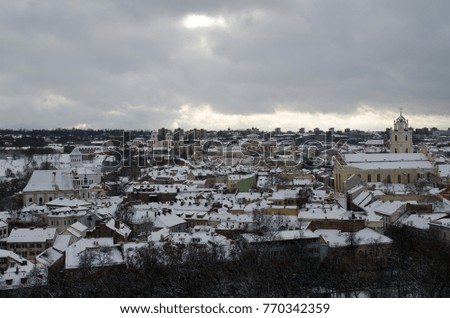 View from Gediminas hill in Vilnius in winter