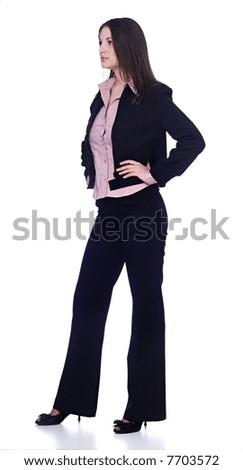 Secretary posing, isolated on white background