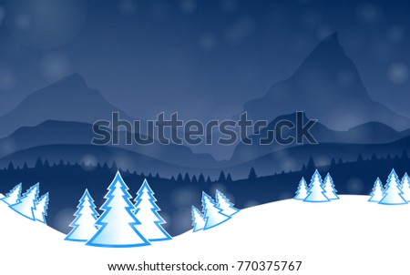 Winter Mountains landscape with pine forest. Christmas background or card ,Vector ,illustrations 