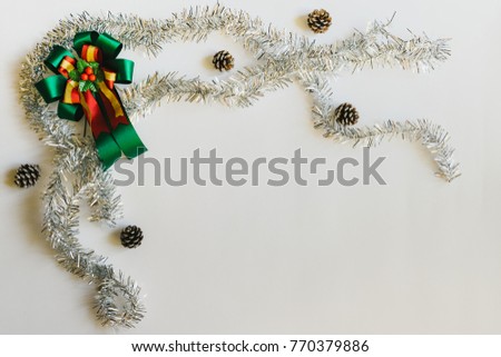 Christmas Garland with decoration on a white background.