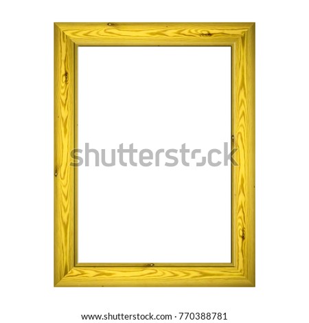 wooden frame with isolated white background. front view of classic wooden frame. for A4 image or text.