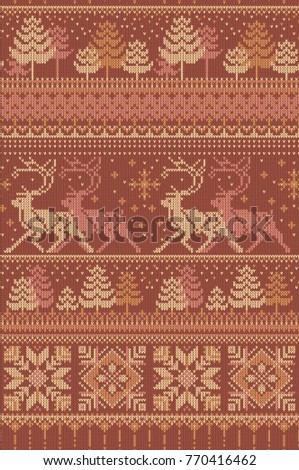 Seamless christmas knitted pattern