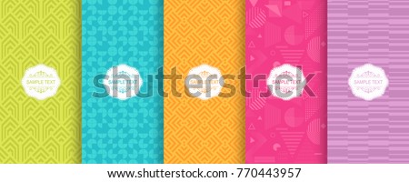 Set of Cute bright seamless patterns. Vector illustration bright design. Abstract seamless geometric pattern on vibrant background