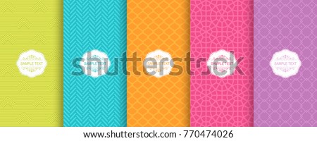 Set of Cute bright seamless patterns. Vector illustration bright design. Abstract seamless geometric pattern on vibrant background. Royalty-Free Stock Photo #770474026