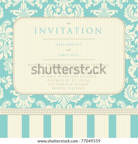 Ornate damask background. Invitation to the wedding or announcements Royalty-Free Stock Photo #77049559