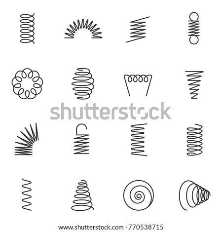 Metal springs icons set. silhouette of spring linear design. Line with Editable stroke Royalty-Free Stock Photo #770538715