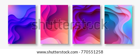 A4 abstract color 3d paper art illustration set. Contrast colors. Vector design layout for banners presentations, flyers, posters and invitations. Eps10.