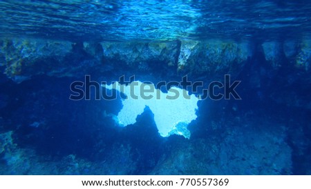Underwater photo of coral reef in Caribbean exotic turquoise waters