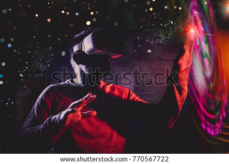 Technological concept men using virtual reality glasses