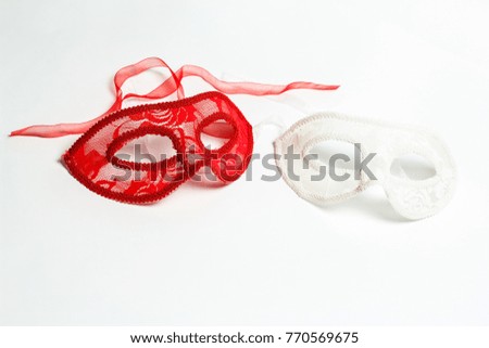 Red and white holiday masks