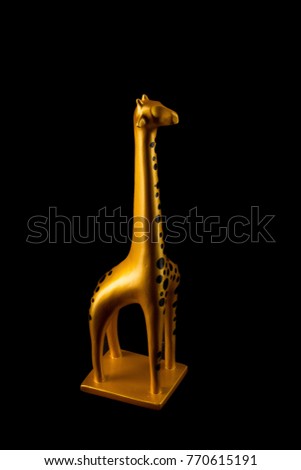 Decorative element gypsum figurine gold giraffe
