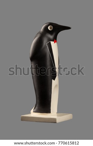 Decorative element gypsum statuette penguin