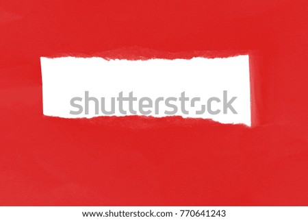 hole red paper isolated on a white background with space for text