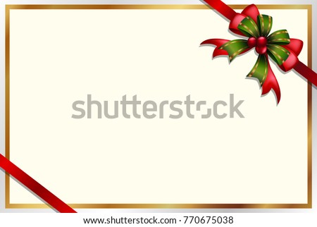 Card template with red and green ribbon illustration