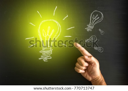 creativity concept for good ideas on blackboard inspiration concept.