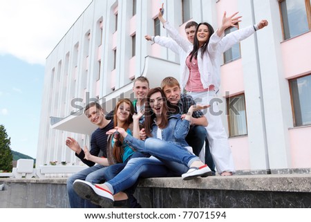Group of students to complete academic year Royalty-Free Stock Photo #77071594