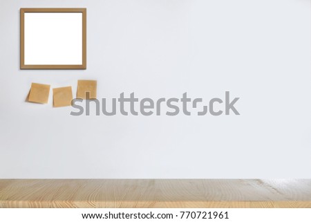 Mock up office desk and frame poster. Minimalist 