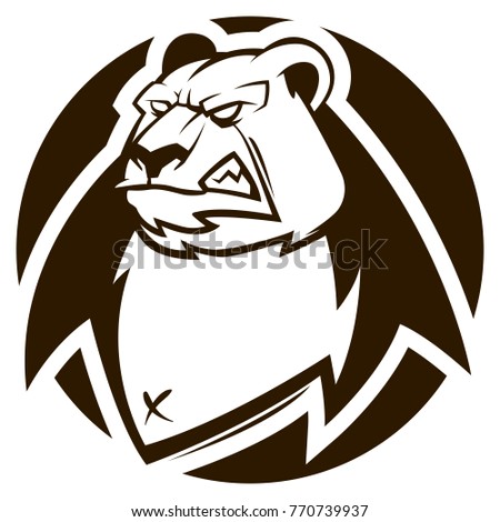 BEAR HEAD MASCOT black and white illustration esports logo