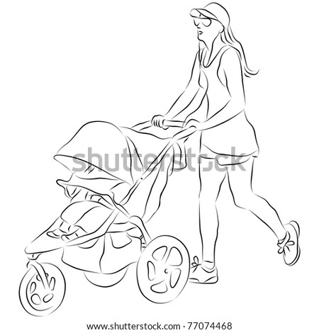 An image of a mom pushing a baby stroller.