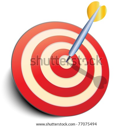 Dart in target.  Vector Illustration.