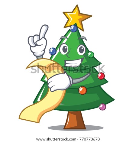 With menu Christmas tree character cartoon