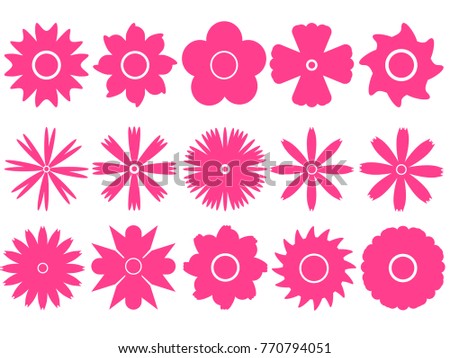 set of vector pink flowers isolated on white background,icon,logo.