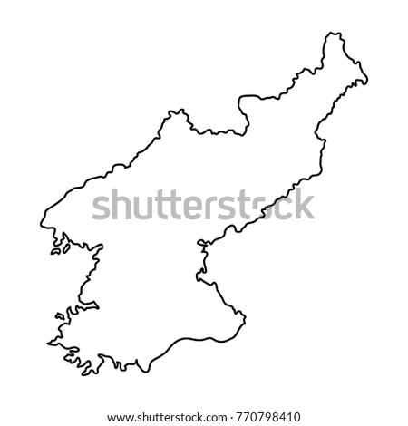 North Korea map of black contour curves on white background of vector illustration