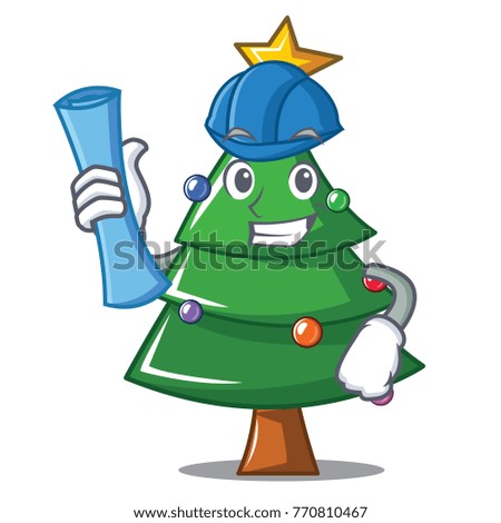 Architect Christmas tree character cartoon