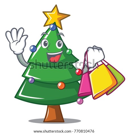 Shopping Christmas tree character cartoon