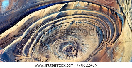 Crater, abstract photography of the deserts of Africa from the air. aerial view of desert landscapes, Genre: Abstract Naturalism, from the abstract to the figurative, contemporary photo art