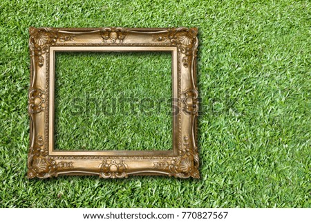 Picture frame on the grass wall