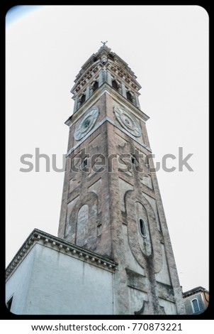 Bell tower of the Saint Mary Formosa Church,Venice,Italy,2017.
