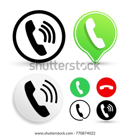 Set of simple phone call sign  for design. Vector illustration. Isolated on white background
