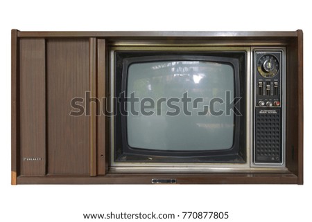 Vintage television with cut out screen on Isolated background. This has clippimh path.
