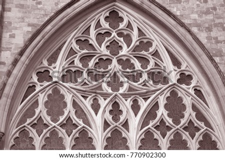 Window; Chichester Cathedral Church; UK in Black and White Sepia Tone