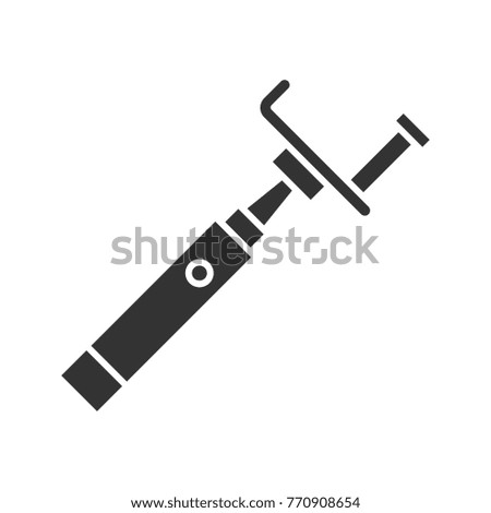 Monopod glyph icon. Silhouette symbol. Selfie stick. Negative space. Raster isolated illustration