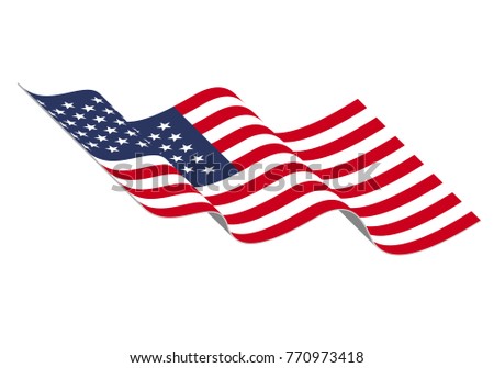 American Flag 3D Flowing vector.