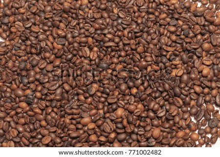 Full Frame Shot of Roasted Coffee Beans. Texture of coffee beans as background.