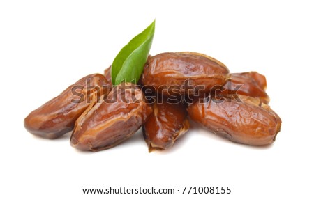 Dried dates (fruits of date palm Phoenix dactylifera). Infinite depth of field, retouched, clipping paths Royalty-Free Stock Photo #771008155