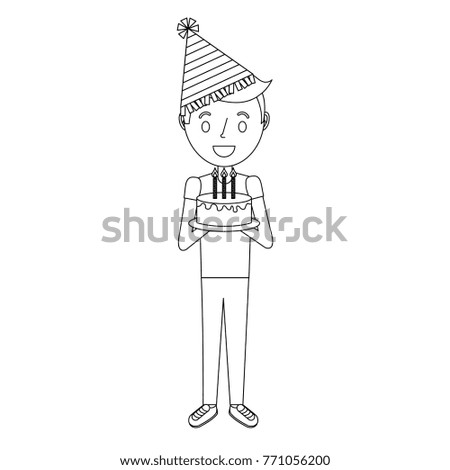 boy holding birthday cake with candles