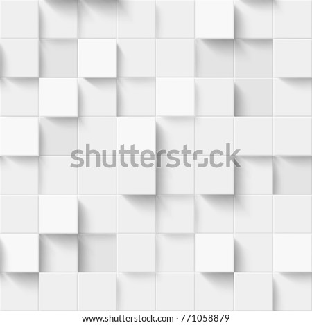 Seamless pattern with three-dimensional cubes. Abstract mosaic of  white colors squares  Royalty-Free Stock Photo #771058879