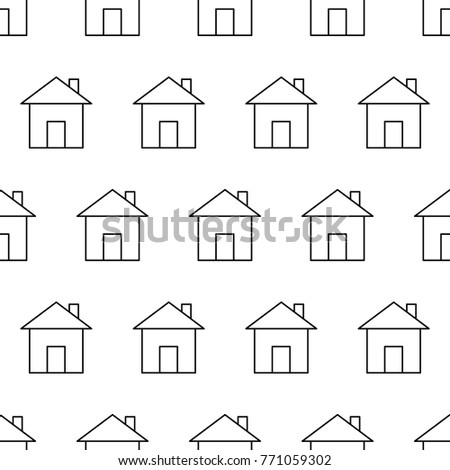 Seamless pattern from house icon black contour on a white background of vector illustration