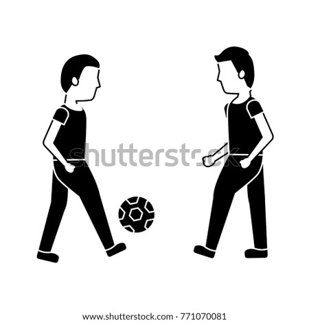 two man playing with ball football