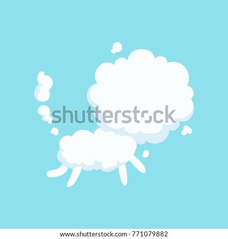 Funny cloud in form of lion. Silhouette of wild African animal. Children imagination. Flat vector design for advertising children s store, print, logo or label