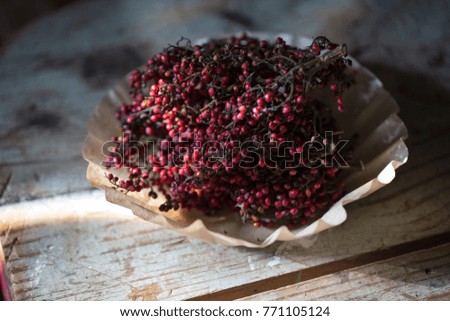 Sumac Berries Foraged on table